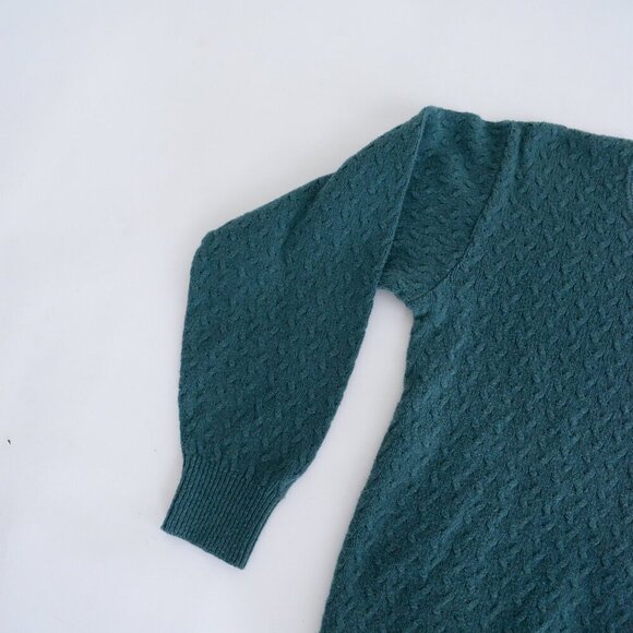 Vintage Northern Reflections Hunter Green Cable Knit Scoop Neck Sweater S - Picture 8 of 9